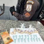 Drogas e dinheiro apreendidos pela polícia em ação no Campo da Palmerinha, Santuário, em Campos