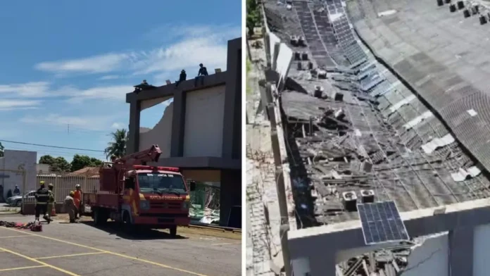 Teto de igreja desaba durante instalação de placas solares em Goiânia