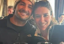 Alexandre Pato e Rebeca Abravanel aproveitam férias na neve em estação de esqui na França