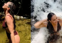 Paolla Oliveira publica vídeo tomando banho de cachoeira: ‘Para energizar e encerrar’